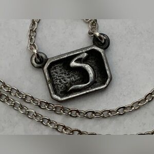 New vintage S Snake monogram pewter pendant necklace